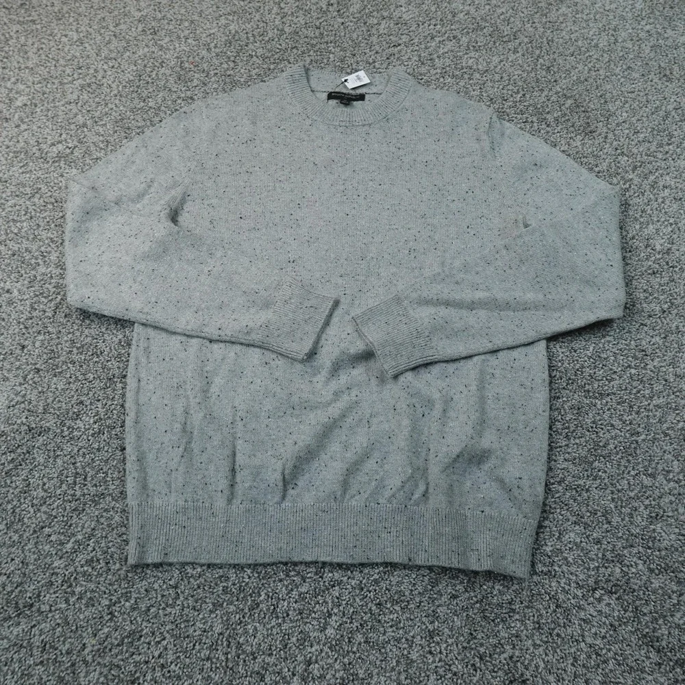 NEW Banana Republic Sweater Mens M Gray Speckled Donegal Wool Knit Crewneck Top